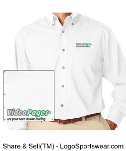 VideoPages White Long Sleeve (1) Logo - Logo on Left Chest Area. Design Zoom